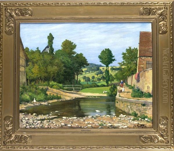 Der Dorfbach Oil Painting by Adolf Luntz