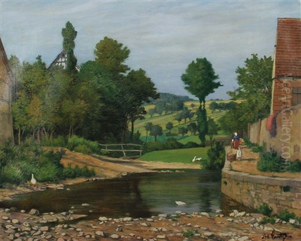 Der Dorfbach Oil Painting by Adolf Luntz