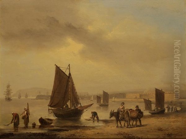 On The Coast At Weymouth Oil Painting by Thomas Luny