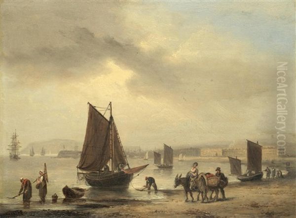 On The Coast At Weymouth Oil Painting by Thomas Luny