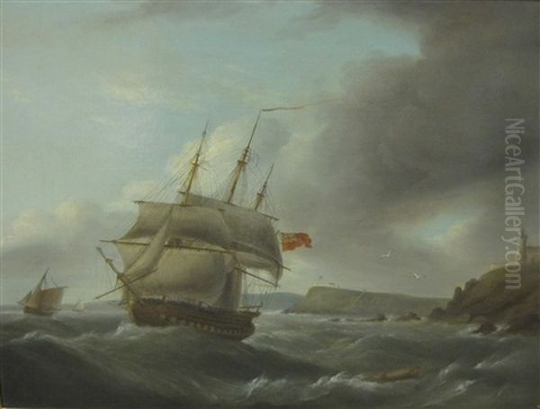 A Frigate Of The Royal Navy In Bantry Bay, Having Left Cork Harbour Oil Painting by Thomas Luny