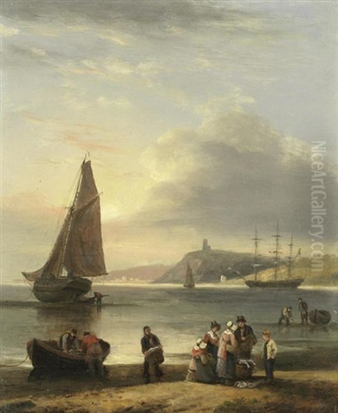 Southampton Water; And Torbay At Sunset (pair) Oil Painting by Thomas Luny