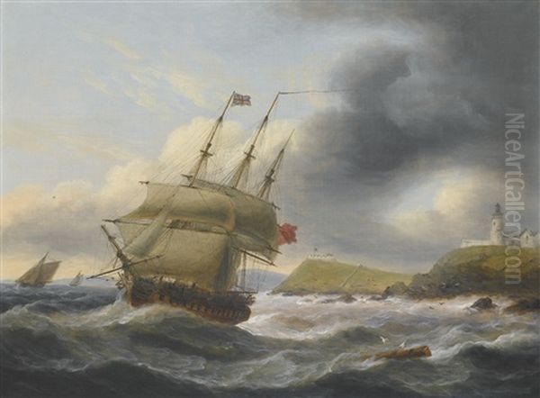 Portsmouth From Spithead; The Entrance To Cork Harbour Oil Painting by Thomas Luny