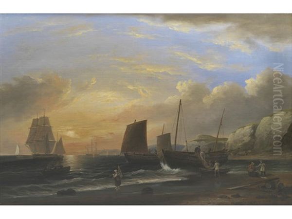 Sailing Near Teignmouth Oil Painting by Thomas Luny