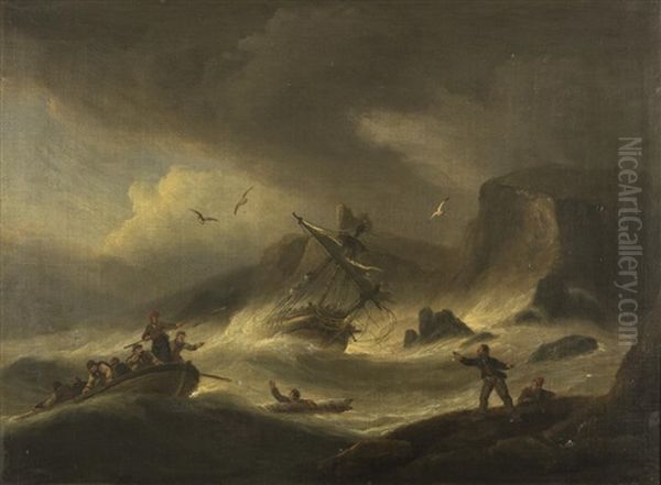 Untitled - Shipwreck Oil Painting by Thomas Luny