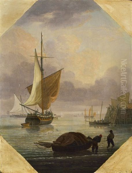 The Harbour Oil Painting by Thomas Luny