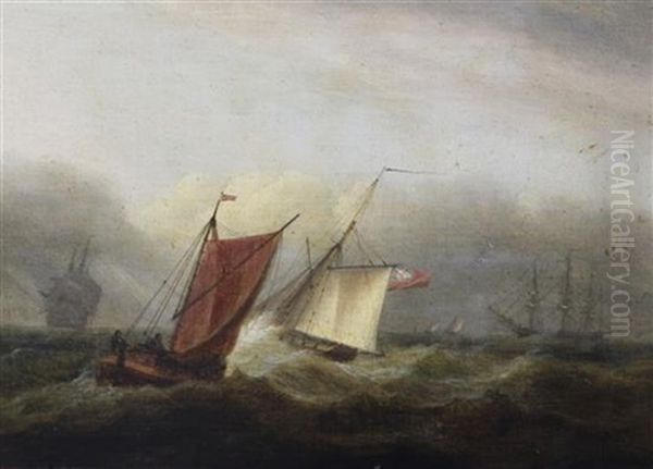 Shipping At Sea (pair) by Thomas Luny