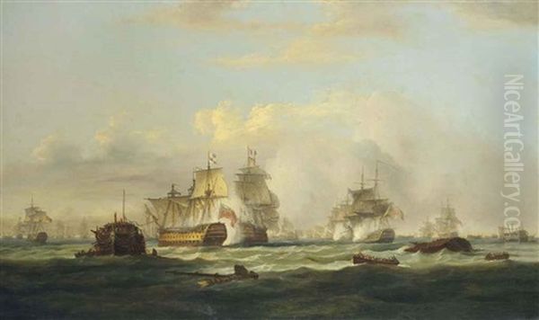 The Height Of The Action On The Glorious First Of June Oil Painting by Thomas Luny