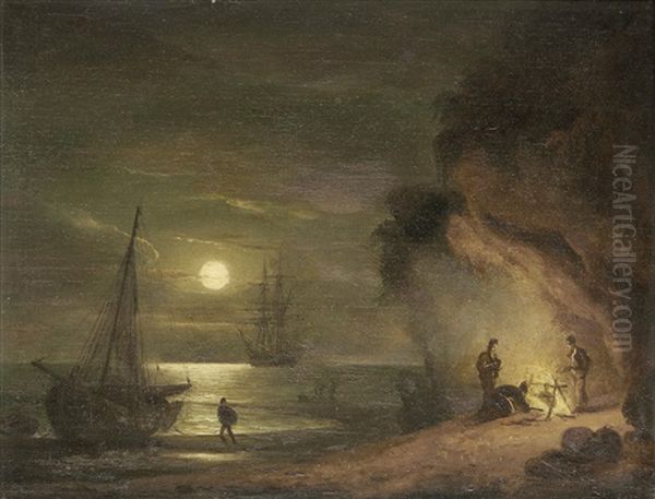 Smugglers Oil Painting by Thomas Luny