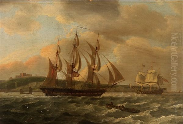 Ships Off The Coast Of Dover Oil Painting by Thomas Luny