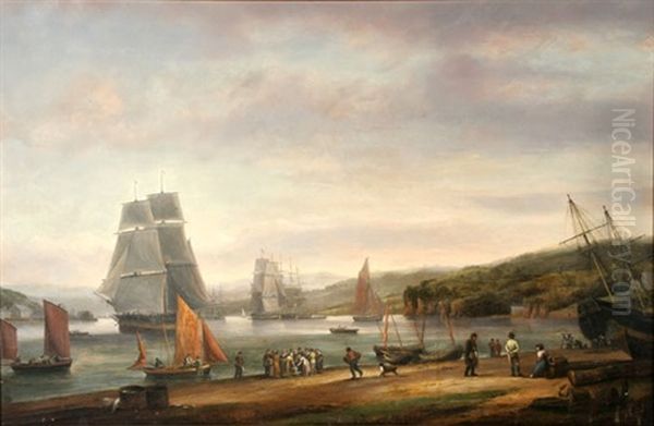 View Of The River Dart At Dittisham Oil Painting by Thomas Luny