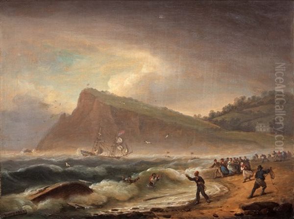 Skeppsbrott Vid Ness Point, Devon Oil Painting by Thomas Luny