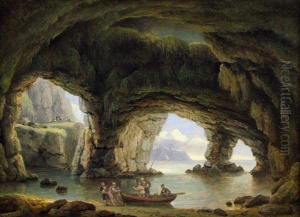 Die Grotta Di Palazzo Bei Polignano A Mare In Apulien Oil Painting by Thomas Luny