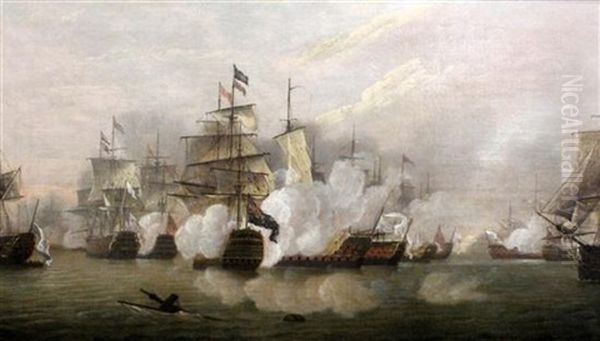 The Battle Of Cape St. Vincent, 14 Feb 1797 Oil Painting by Thomas Luny