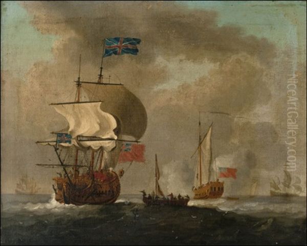 Sotatoimia (men O War) Oil Painting by Thomas Luny