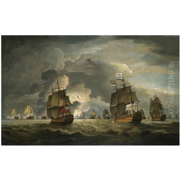 The Destruction Of The "santo Domingo", The Battle Of Cape St. Vincent, 16th January 1780 Oil Painting by Thomas Luny