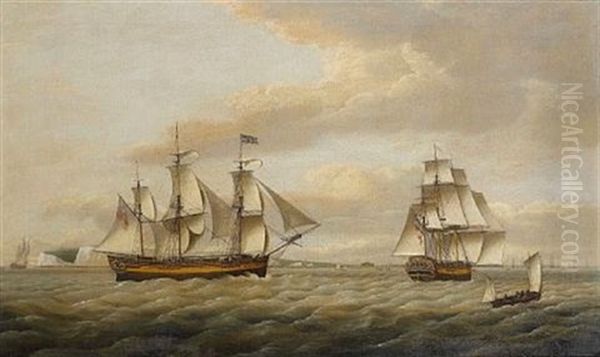 The "rebecca" In Two Positions Off Walmer Castle Oil Painting by Thomas Luny