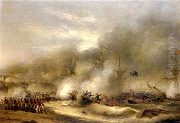 Infantry Landing At Aboukir Bay, 8th March 1801 Oil Painting by Thomas Luny