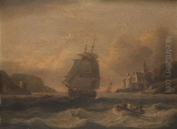 Entering The Dart Oil Painting by Thomas Luny