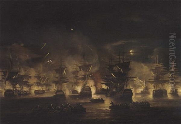 The Bombardment Of Algiers, 27th August Oil Painting by Thomas Luny