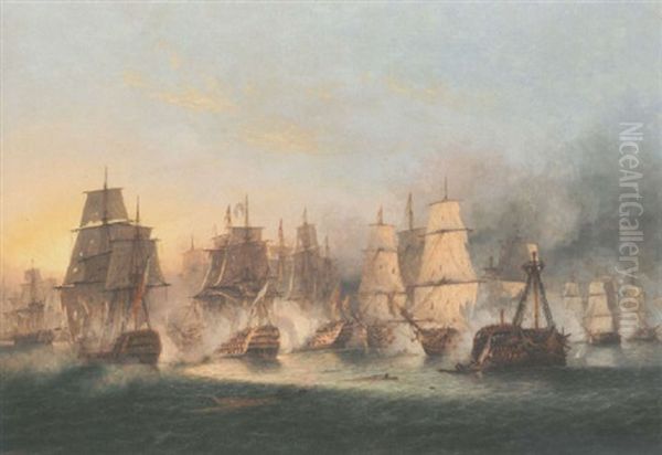 The Battle Of The Saintes, 12th April 1782 Oil Painting by Thomas Luny