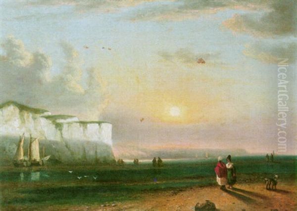 Coastal Scene, Near Dover Oil Painting by Thomas Luny