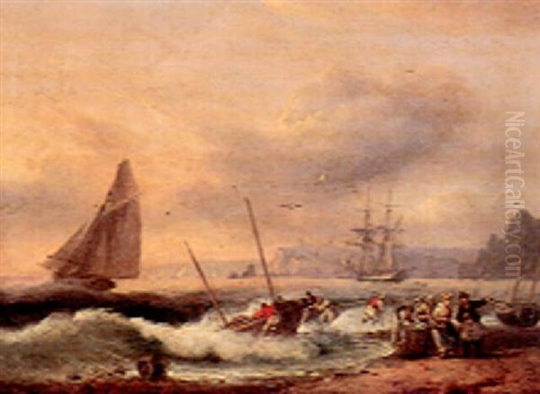 Sea Beach, Portland, England Oil Painting by Thomas Luny