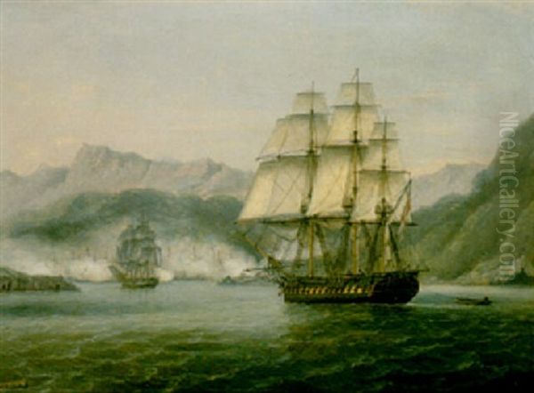 Entering The Bay At Navarino Oil Painting by Thomas Luny