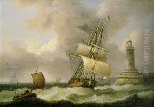 The Princess Charlotte Entering Ramsgate Harbour Oil Painting by Thomas Luny