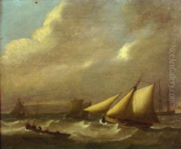 Shipping Offshore At Yarmouth Oil Painting by Thomas Luny