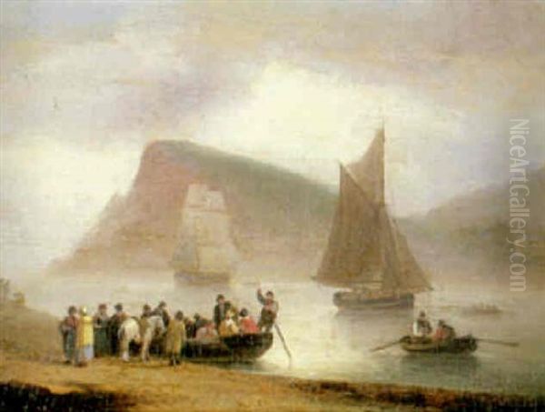 Boarding The Ferry, Teignmouth Oil Painting by Thomas Luny