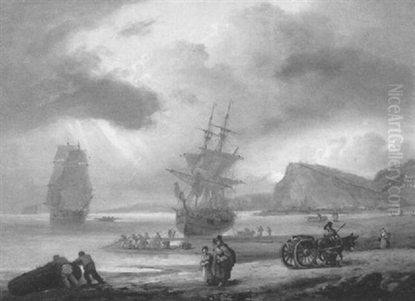 Teignmouth Beach, Devon Oil Painting by Thomas Luny