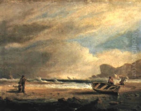 A Windy Day Off Dawlish, Devon Oil Painting by Thomas Luny