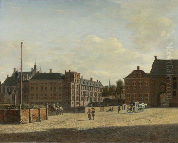 The Plaats With The Binnenhof And The Gevangenpoort, Thehague Oil Painting by Gerrit Adriaensz Berckheyde