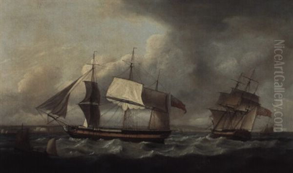 The West Indiaman 'susannah' Off Sandown Castle Oil Painting by Thomas Luny