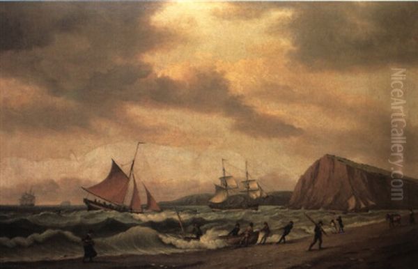 Teignmouth, The Beach Looking Towards The Ness Oil Painting by Thomas Luny