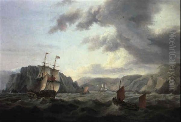 Merchant Brig, A Pilot Cutter And A Lugger Entering The Port Of Crookhaven Oil Painting by Thomas Luny