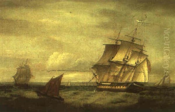 Armed Merchantman Approaching An Anchorage Off The South Downs Oil Painting by Thomas Luny