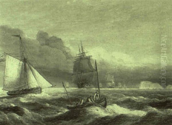 The Fleet At Sea Off The Seven Sisters Oil Painting by Thomas Luny