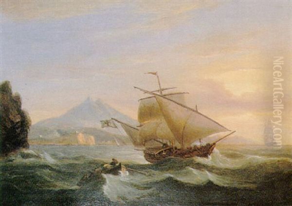 A Felucca Off The North African Coast Oil Painting by Thomas Luny