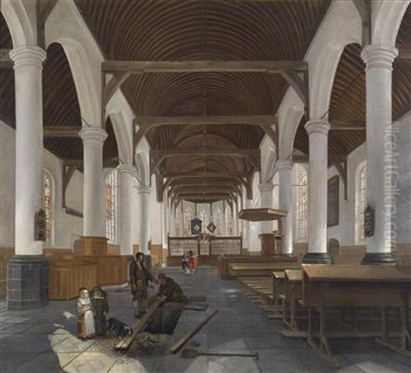 The Interior Of A Baroque Church Oil Painting by Job Adriaensz. Berckheyde