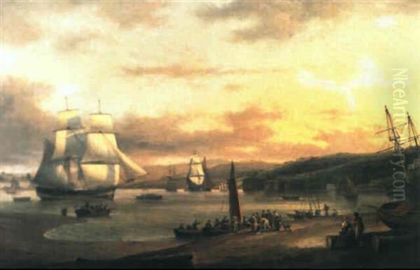 The Estuary Of The Teign At Teignmouth Oil Painting by Thomas Luny