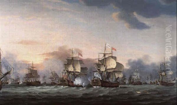 The Battle Of The Saints Oil Painting by Thomas Luny