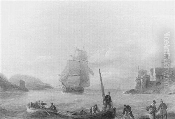 The Entrance To Dartmouth Harbour Oil Painting by Thomas Luny