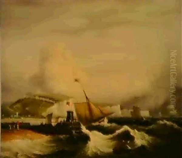 A Cutter And Other Shipping Off Dover Oil Painting by Thomas Luny