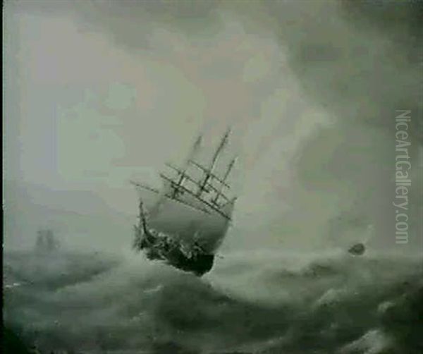 Heavy Weather, Close Reefed Oil Painting by Thomas Luny