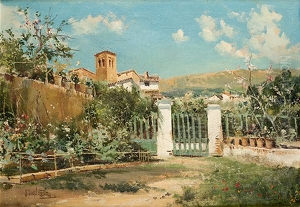 Jardin En El Campo Oil Painting by Jose Lupianez y Carrasco