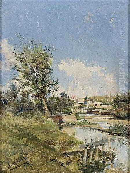 Vista Del Manzanares Oil Painting by Jose Lupianez y Carrasco