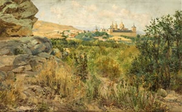 Vista Del Monasterio Del Escorial Oil Painting by Jose Lupianez y Carrasco