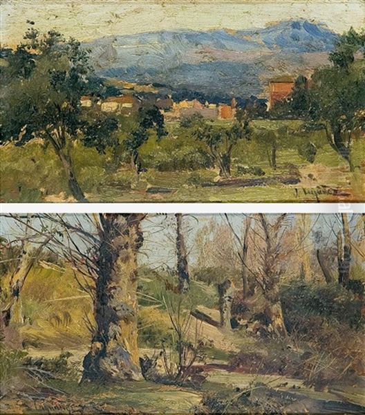 Paisajes (pair) Oil Painting by Jose Lupianez y Carrasco